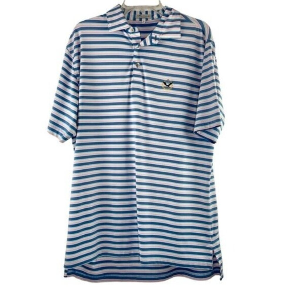 Peter Millar Summer Comfort Striped Short Sleeve Polo Pink Blue